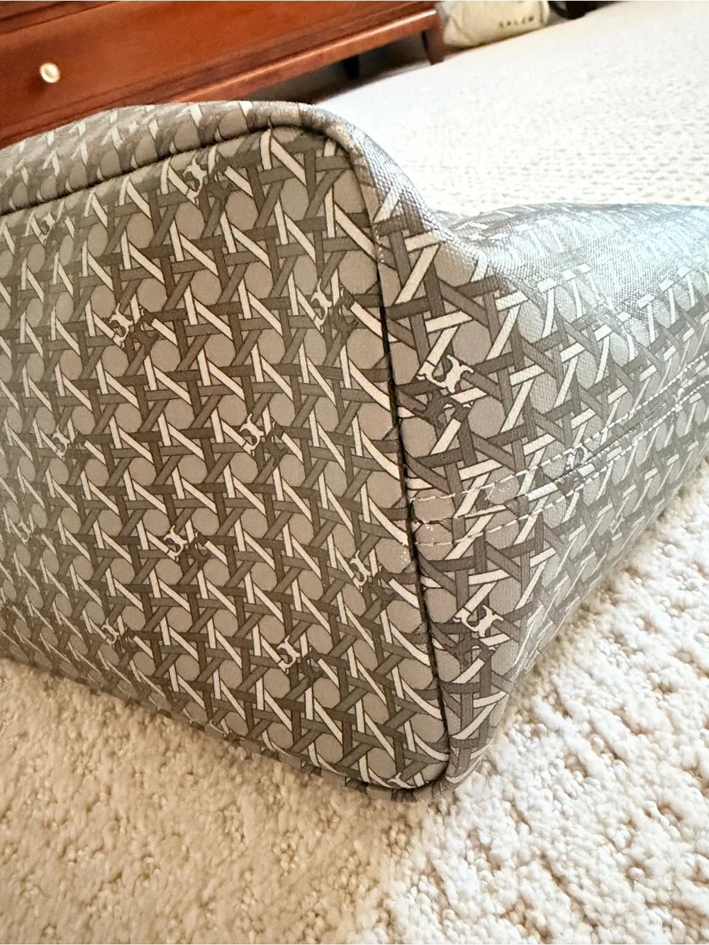 Tory Burch Gray Ever Ready Zip Tote with Matching Zip Pouch